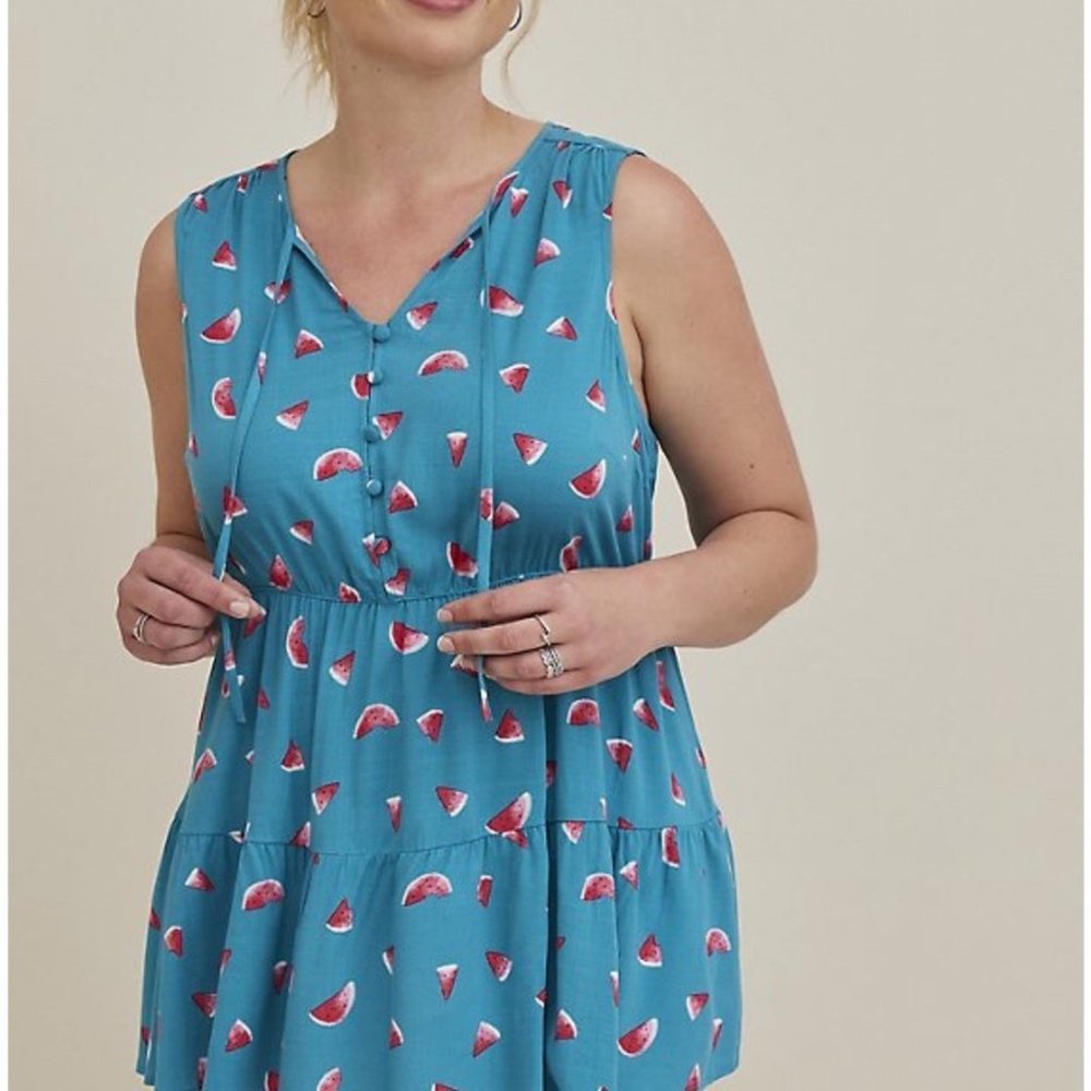 NWT Torrid Tiered Watermelon Tank Top Babydoll Size 1 Plus Size